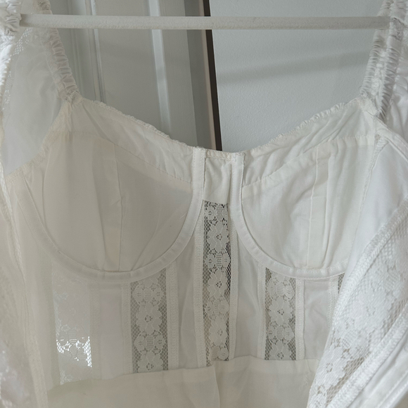 White Lace Puff Sleeve Mini Dress - Picture 9 of 9